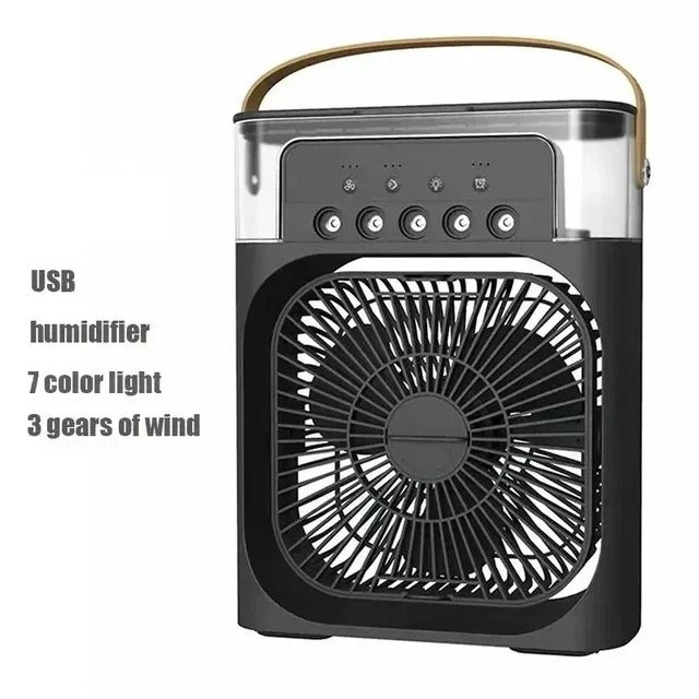 3-in-1 Mini Air Conditioner Fan – Portable Air Cooler with LED Night Light, Humidifier & Air Adjustment, Household Office Home Fan