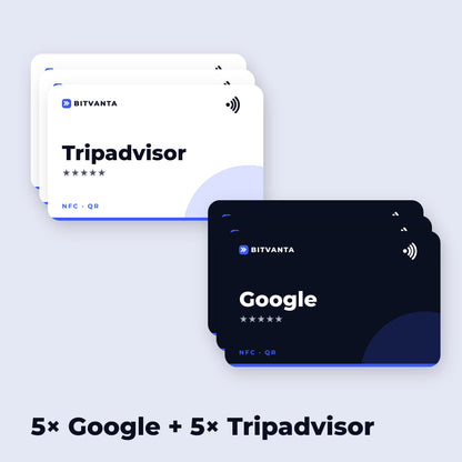 Pack avis NFC : 5× Google + 5× Tripadvisor – image 1
