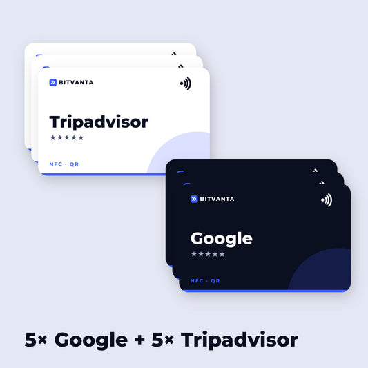 Pack avis NFC : 5× Google + 5× Tripadvisor – image 1