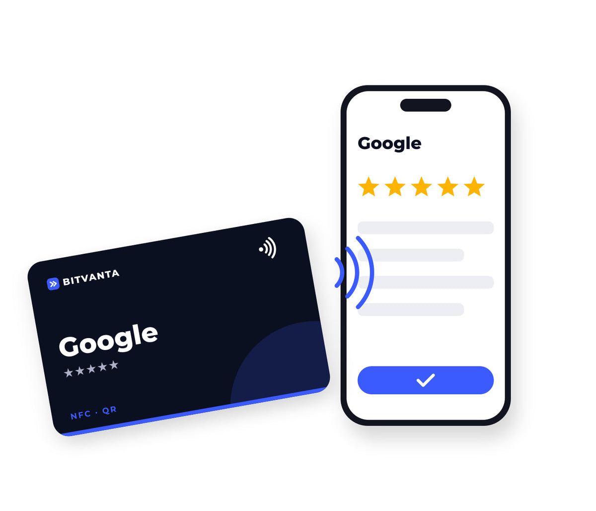 Smartphone approché d'une carte NFC Bitvanta