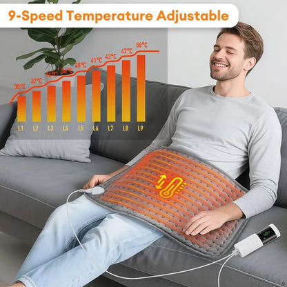 Electric Heating Pad for Back Neck Shoulder – 30x60cm Washable Warm Blanket, 4 Timer Settings, 9 Temperature Control, EU Plug 220V