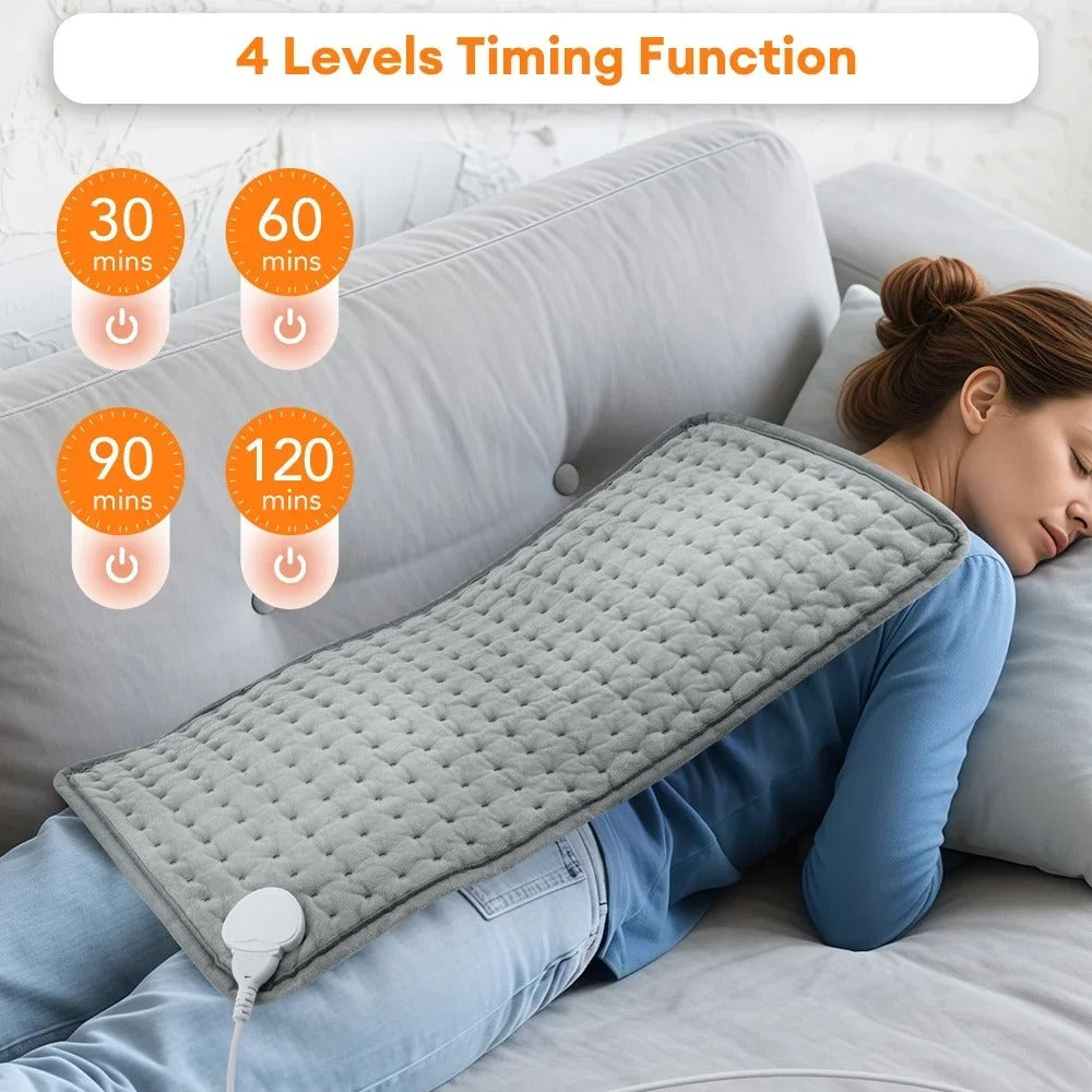 Electric Heating Pad for Back Neck Shoulder – 30x60cm Washable Warm Blanket, 4 Timer Settings, 9 Temperature Control, EU Plug 220V