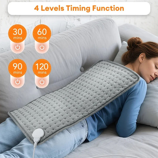Electric Heating Pad for Back Neck Shoulder – 30x60cm Washable Warm Blanket, 4 Timer Settings, 9 Temperature Control, EU Plug 220V
