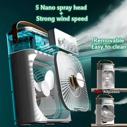 3-in-1 Mini Air Conditioner Fan – Portable Air Cooler with LED Night Light, Humidifier & Air Adjustment, Household Office Home Fan