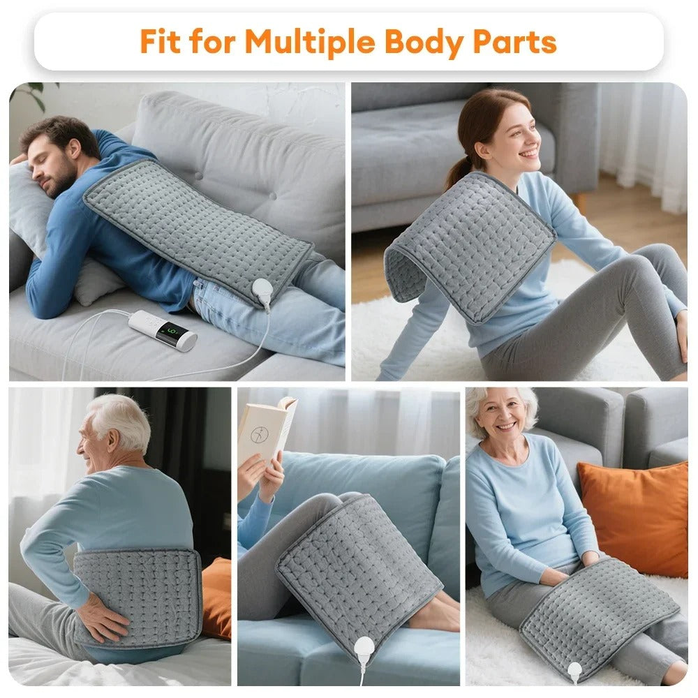 Electric Heating Pad for Back Neck Shoulder – 30x60cm Washable Warm Blanket, 4 Timer Settings, 9 Temperature Control, EU Plug 220V