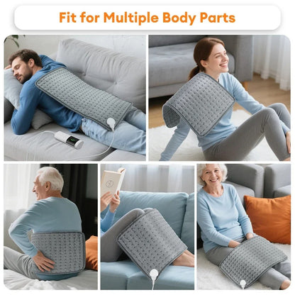 Electric Heating Pad for Back Neck Shoulder – 30x60cm Washable Warm Blanket, 4 Timer Settings, 9 Temperature Control, EU Plug 220V