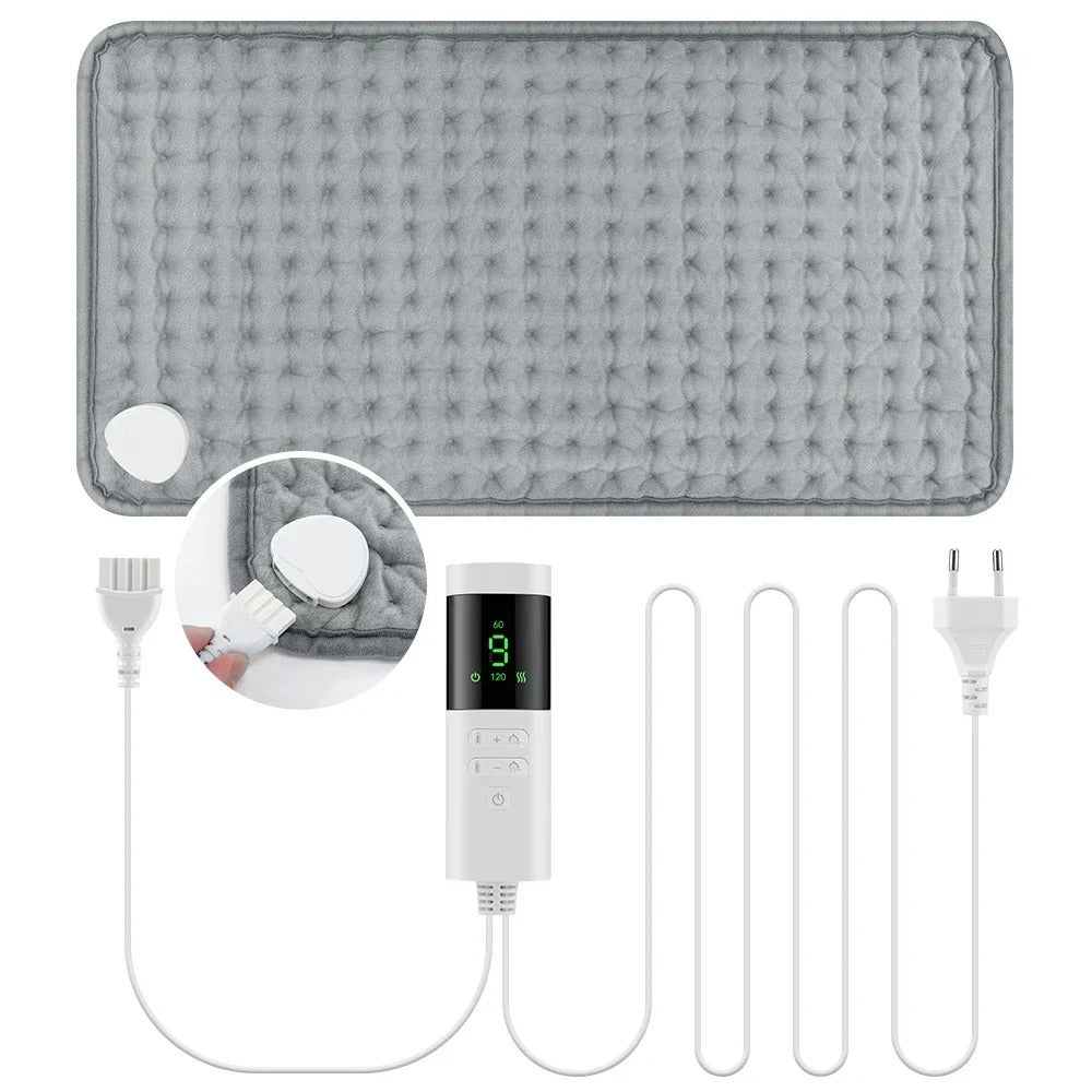 Electric Heating Pad for Back Neck Shoulder – 30x60cm Washable Warm Blanket, 4 Timer Settings, 9 Temperature Control, EU Plug 220V