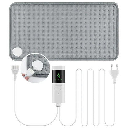Electric Heating Pad for Back Neck Shoulder – 30x60cm Washable Warm Blanket, 4 Timer Settings, 9 Temperature Control, EU Plug 220V